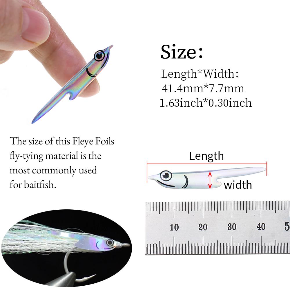 8 Paar Fleye Foils Fliegenbinde-Set Vorgeformte Fischseiten-Vinylmasken, Upgrade Künstliche Fischkopf-Aufkleber für Salzwasser-Fliegenfischen