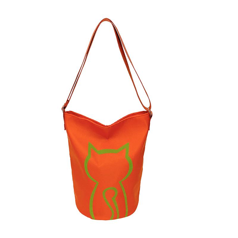 2025 Koreanischer Stil Damen Rucksack mit großer Kapazität zum Umhängen – Niedliche Kätzchen Eimer Tasche