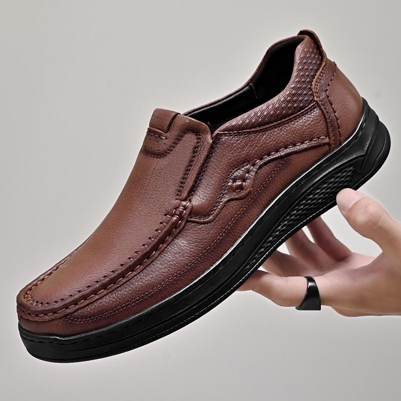 Men Genuine Leather Casual Shoes Slip On Spring Soft Bottom Wear-Resisting Loafers Designer Sole Driving Flats Men Moocasins