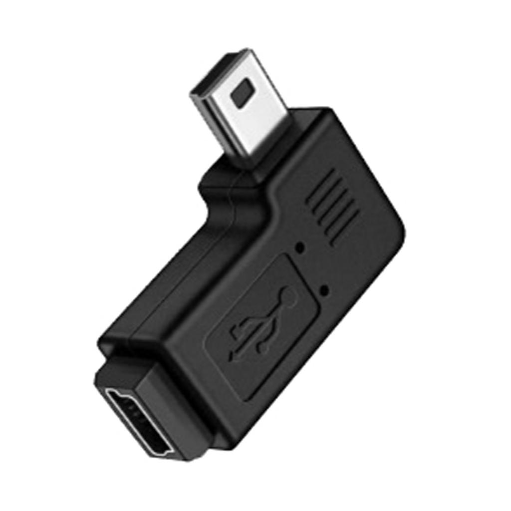 90 Degree Left & Right Angled Mini USB 5Pin Male To Female Extension Adapter for Smartphones and Tablets