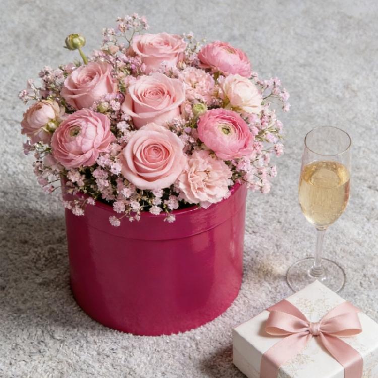Gift Packaging Paper Box Small Flower Arrangement Bucket Round Cardboard Gift Box for Birthday Party Valentines Day