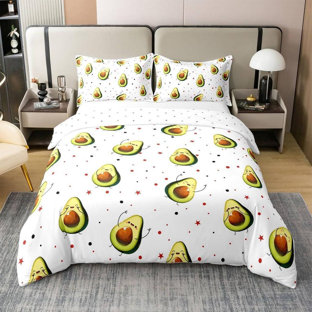 Avocado Bettbezug-Set für Einzel-, Doppel-, Super-King-Size-Bett, 3D-Frucht-Druck Mikrofaser Bettwäschesets Bettdecken-Set mit Kissenbezug