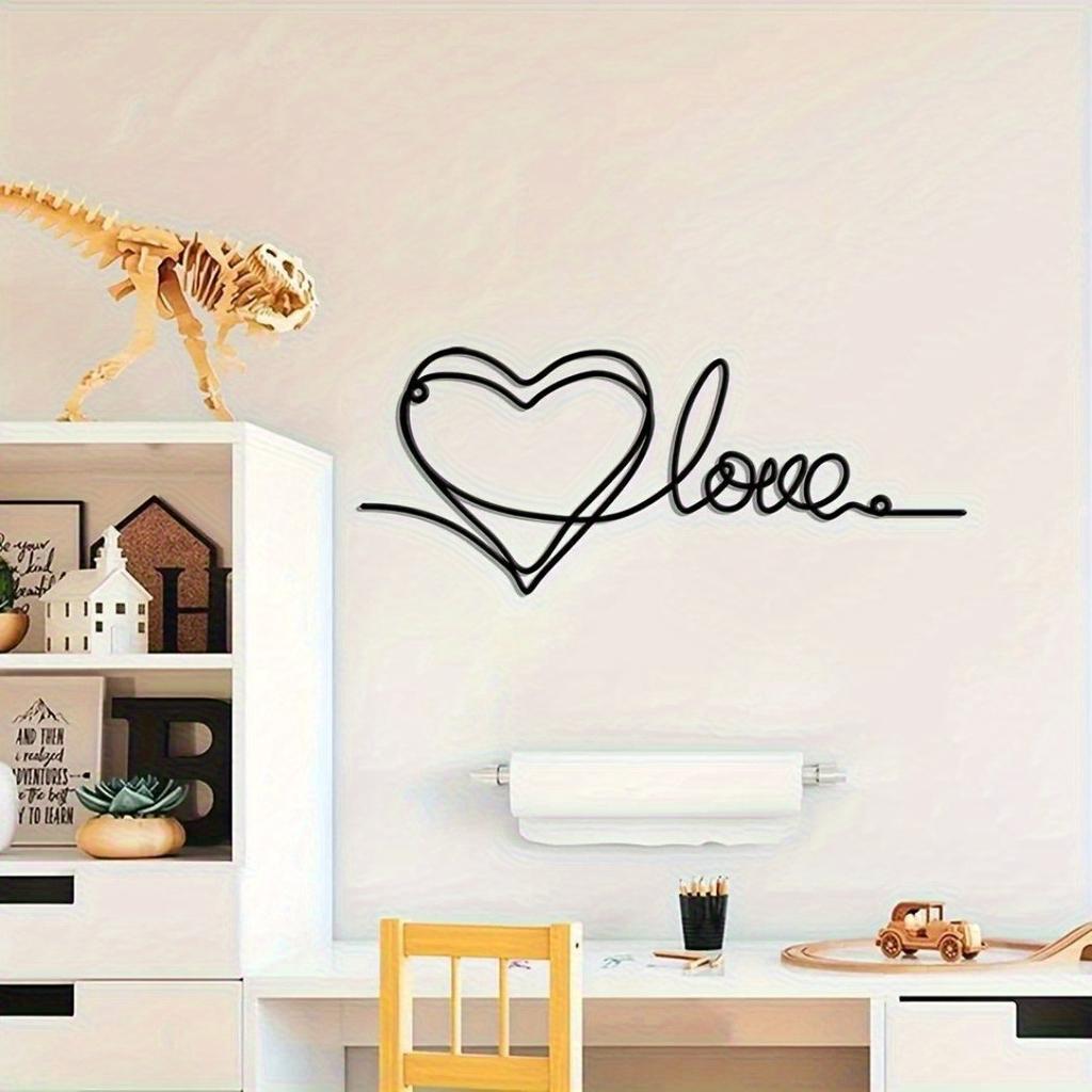Metal Heart Wall Art, Minimalist Line Hanging Decor, Love Sign for Home, Fashionable Sculpture Plaque