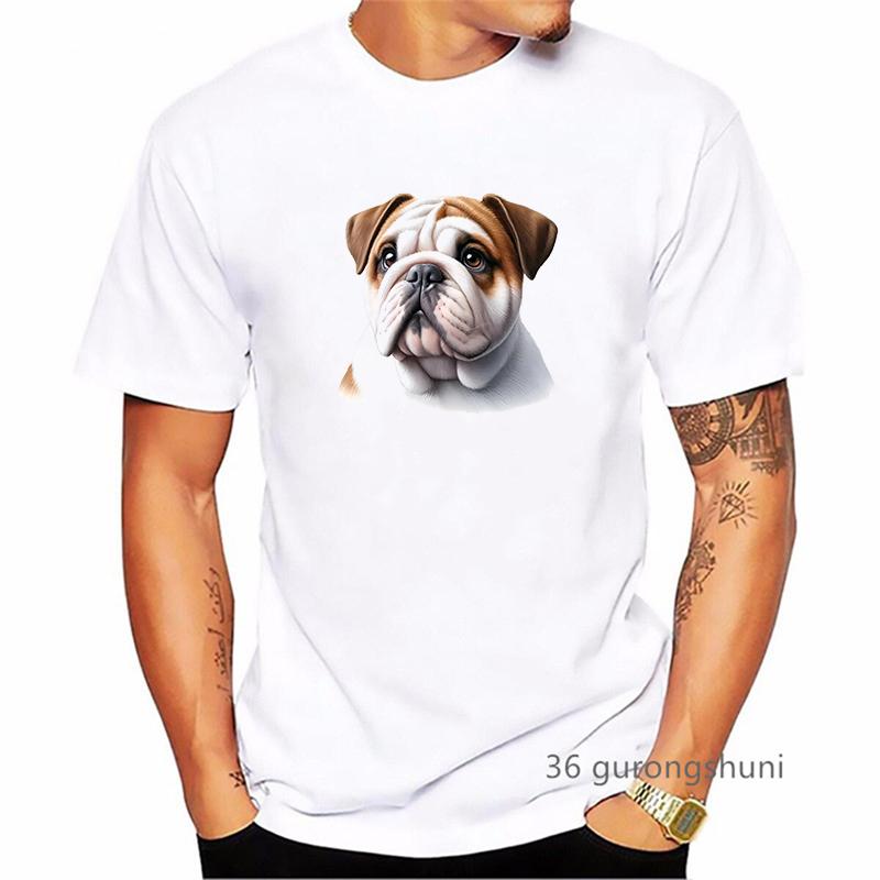 British Bulldog Dog Animal Printed T Shirt Men Clothes 2024 Summer Fashion Short Sleeve TShirt Homme Harajuku Shirt