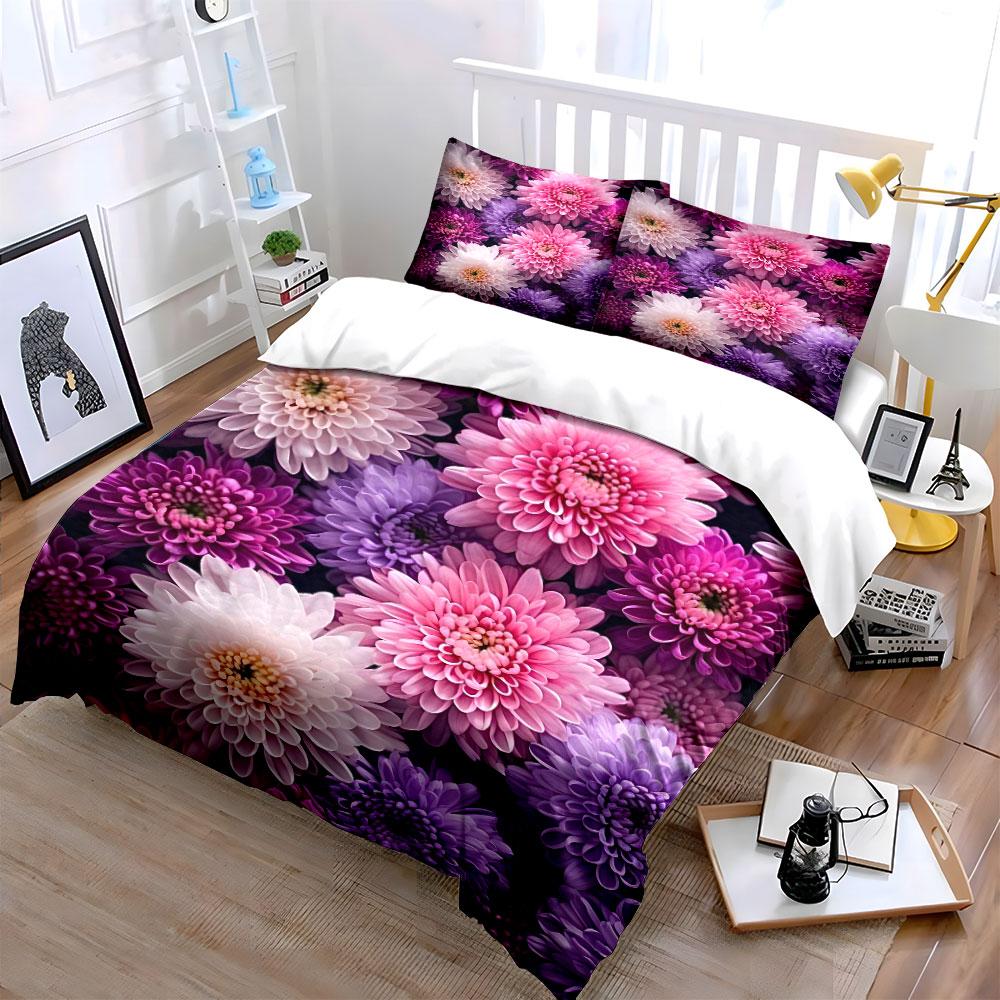Floral Three-Piece Set Decoration Soft Comfortable Duvet Cover Bedding Set Included 1*Duvet Cover & 2*Pillowcases, Gift