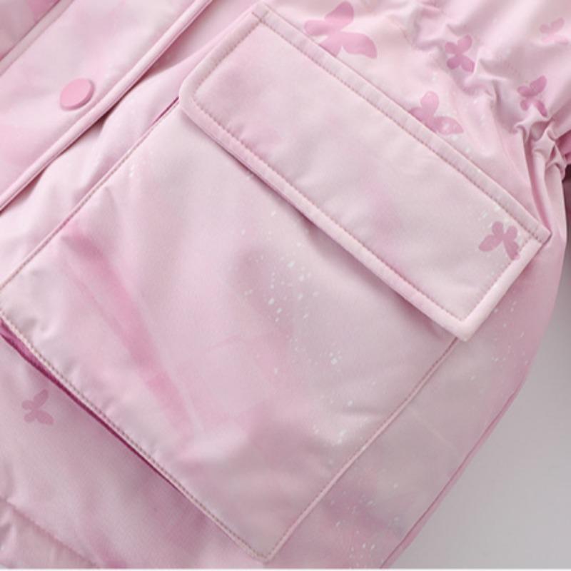 Girls' Workwear Down Jacket for Little Girls In Winter with Hood, Windproof and Warm Children's Thick Winter Clothes