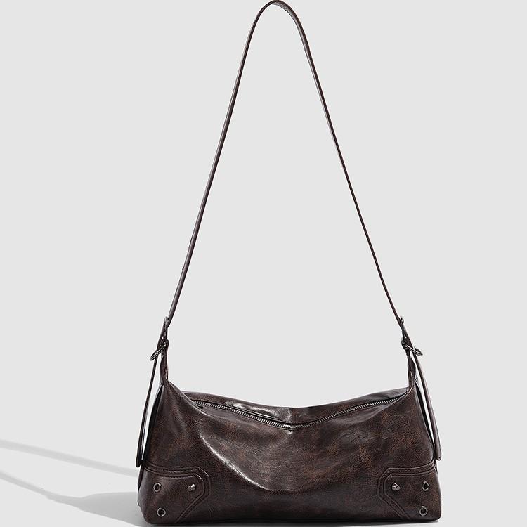 Women's Bag 2025 New Model, Niche Underarm Bag, Biker Bag with Vintage Feel, Versatile and Fashionable Baguette Bag, Shoulder and Crossbody Bag