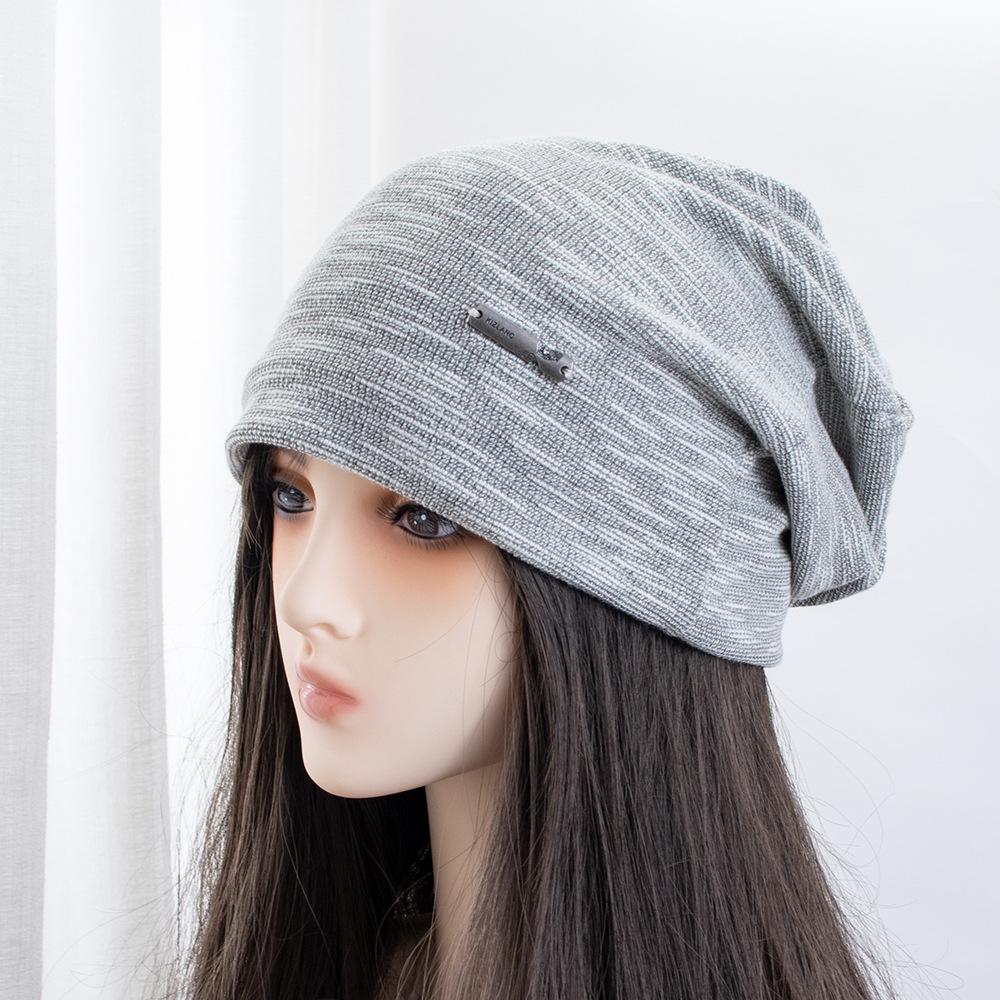 Retro solid color stacking hat autumn versatile face small cold hat women's loose lazy wind big head circumference bag head hat