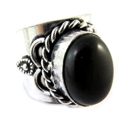 [N8122] - Silver Black 'Navajos' Designer Ring