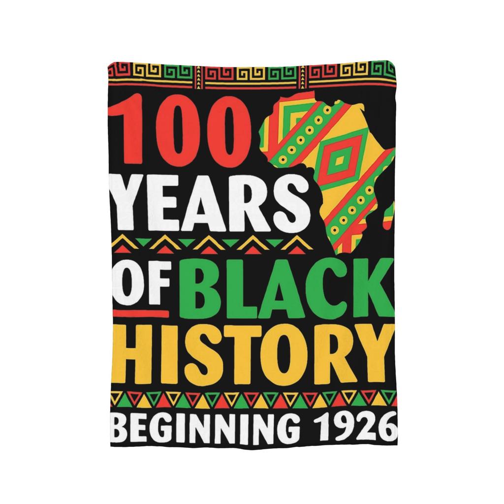 100 Years Black History Beginning 1926 Centennial Africa Blankets Wool Warm Throw Blankets for Bedding Lounge Spring/Autumn