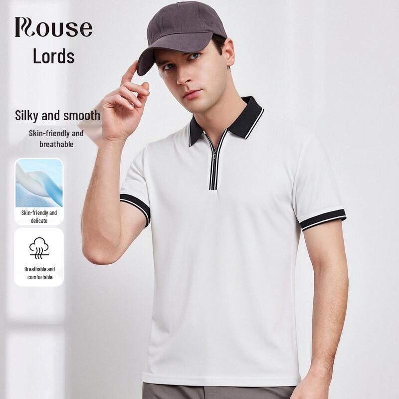 Men s Breathable Business Casual Color Block Polo Shirt 52