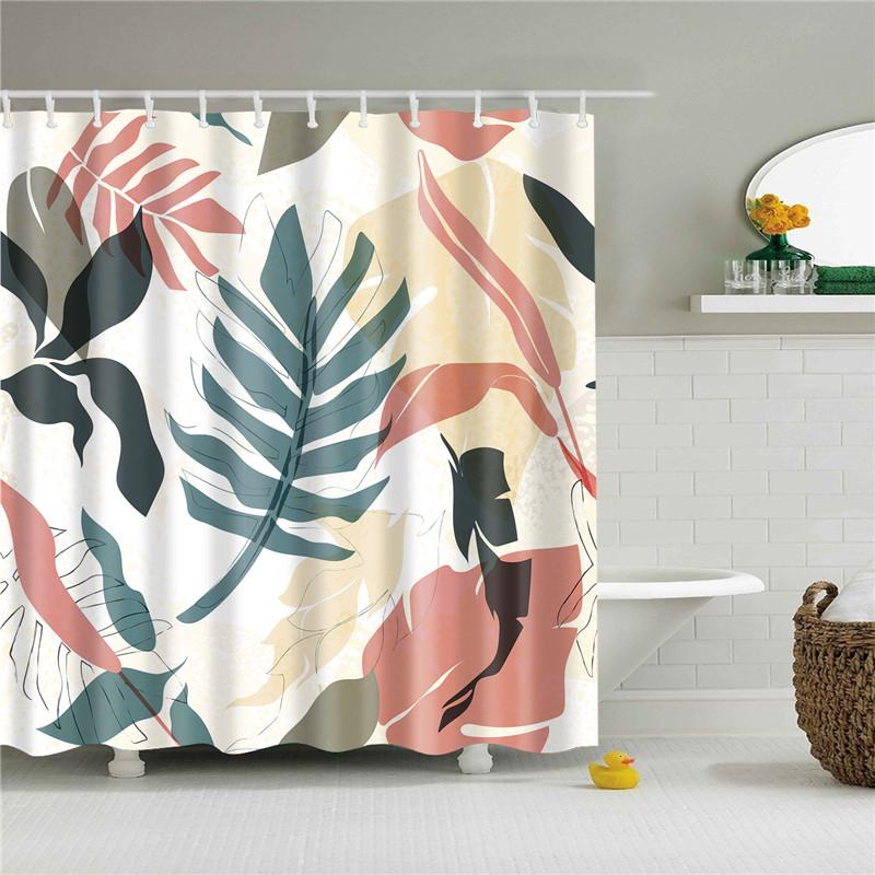 Plant Flower Leaves Trees Rural Scenery Bathroom Shower Curtain Waterproof Polyester Frabic Bath Curtain with 12 Hooks