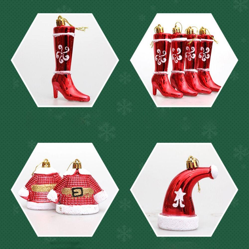 4pcs/set Plastic Christmas Tree Ornament Painted Christmas Gifts Boxes Pendant  New Year