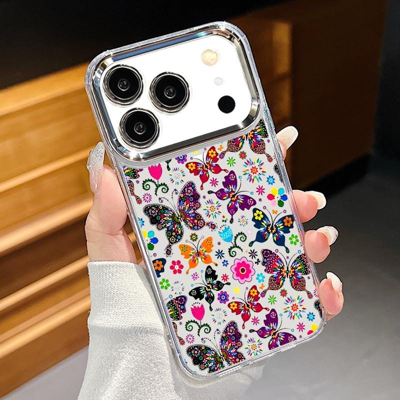 Colorful Butterfly Glitter Clear Phone Case for iPhone 11 12 13 14 15 16 17 Pro Max Soft TPU Anti-Scratch Girls Aesthetic Cover iPhone 13 Pro Max