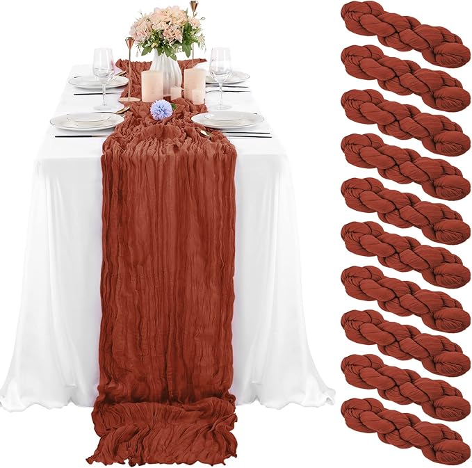 20Pcs Grey Blue Table Runner 40x275cm Gauze Table Runner for Wedding Reception Sheer Bridal Birthday Party Table Decoration