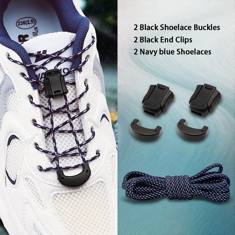 Druck-Zug-Verschluss Schnürsenkel ohne Binden Reflektierende Elastische Schnürsenkel Anti-Rutsch Ersatz für Sneaker & Freizeitschuhe 120/140/160cm Länge