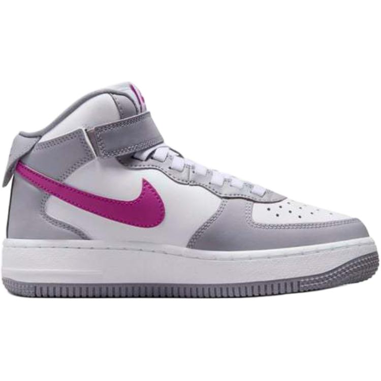Nike Air Force 1 Cushioning, Wear Resistant High top Kids Lifestyle Shoes Concrete Gray White Hot Fuchsia Unisex FN1193-003