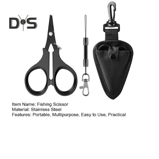 Fishing Scissor with Anti-lost Hand Rope Sharp Serrated Blade Compact Design Portable Multi-functional Metal Scissor
