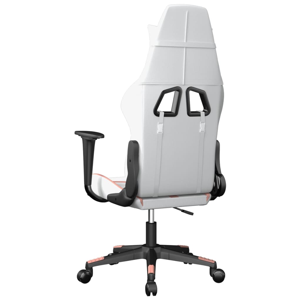 Gaming Chair White and Pink Faux Leather