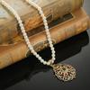Klassisches Marokkanisches Stil Luxus Damen Kristall Blume Schmuckset Damen Hochzeit Anhänger Ohrringe Weiße Perlen Kette Halskette