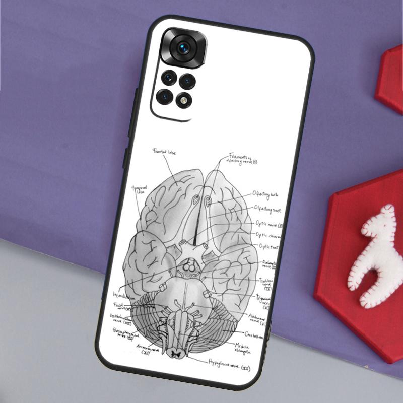 Vintage Anatomical Heart Brain Phone Case For Xiaomi Redmi Note 12 12S 11 11S 10 10S 9 9S 8 Pro Redmi 12 9C 10C 12C Cover