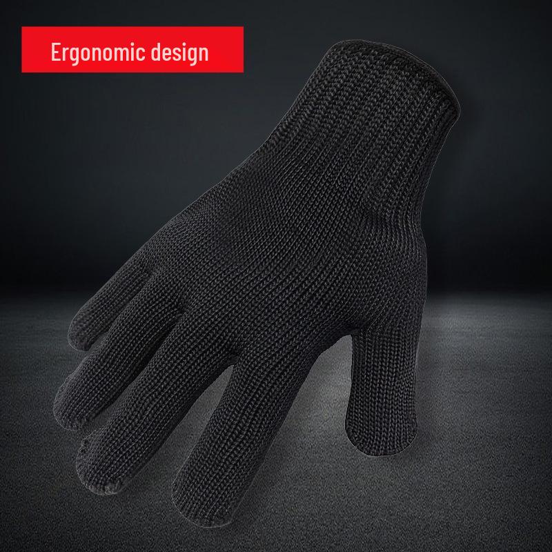 Level 5 Cut-Resistant Black Steel Wire Gloves for Industrial and Multi-Purpose Safety S
