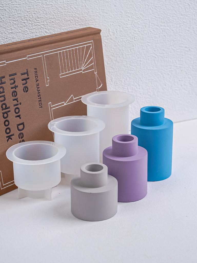 DIY Round Vase Dried Flower Container Concrete Silicone Molds Candle Holder Casting Aromatherapy Bottle Crafts Mould Home Decor