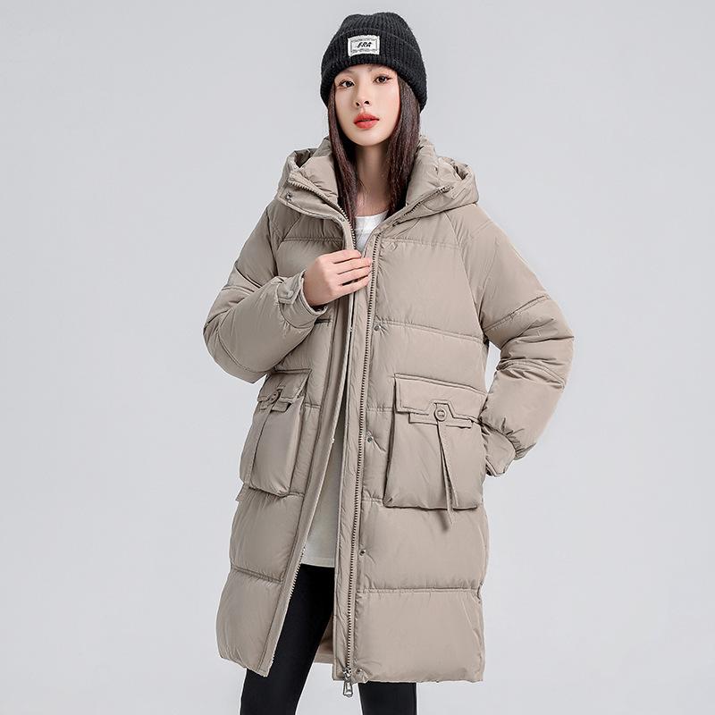 Cotton clothes women's over the knee length 2025 winter new Korean version of thickened jacket with large pockets padded jacket women's padded jacket