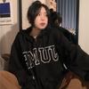 Women Long Sleeve Hooded V Neck Loose Pullovers Female Tops Solid Color Sweatshirts