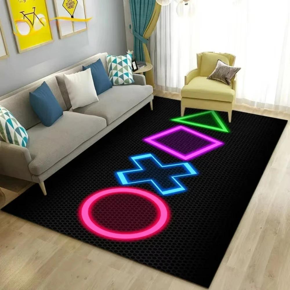 Fashion Color Gamepad Buttons Inspired Carpet Men's Cave Game Room Floor Mat Living Room Sofa Decor Rug Bedside Nonslip Rugs INS