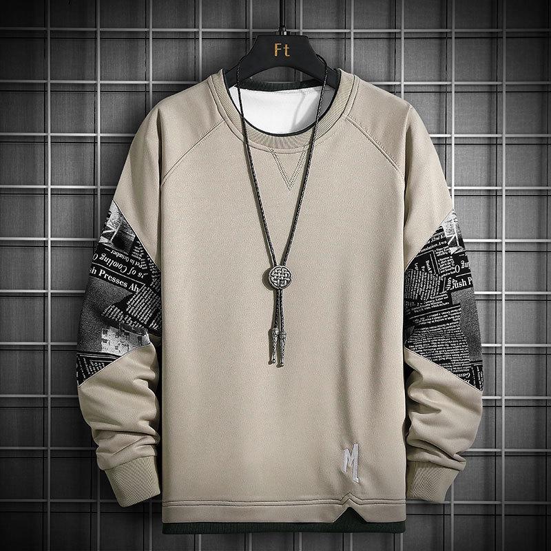Korean Style Color-Blocked Crew Neck Sweatshirt with Triangle Design