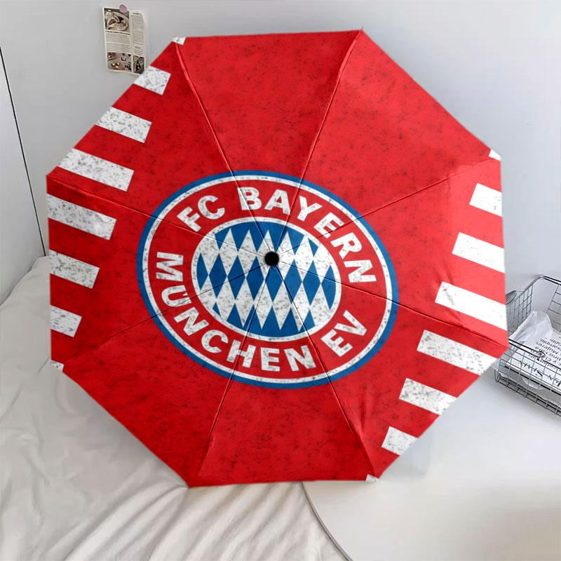 Muster des FC Bayern München, automatischer Regenschirm, tragbares und faltbares Design, 8 Schirmstäbe, ein Weihnachts- oder Geburtstagsgeschenk.