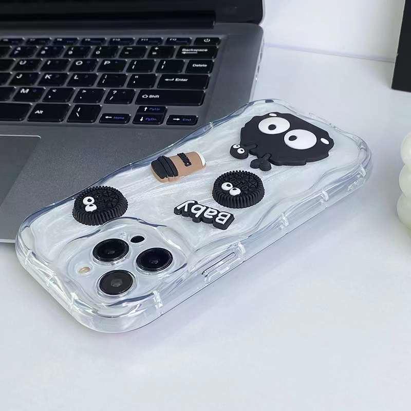 Fashion Drip Glue Genie Coal Ball Phone Case For iPhone 15 14 13 12 Pro Max Shockproof Cover For iPhone 15 14 13 12 Pro