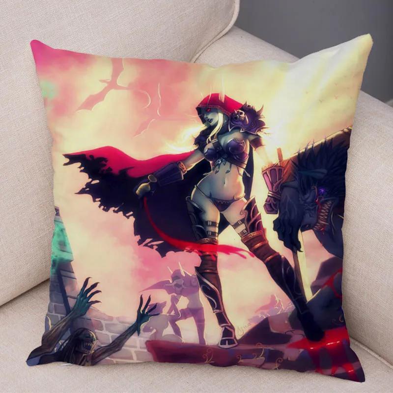 WOW Illidan Cushion Cover Decor Hot Game Hero Printed Pillow Covers for Sofa Home Pillow Case Super Soft Short Plush Pillowcase