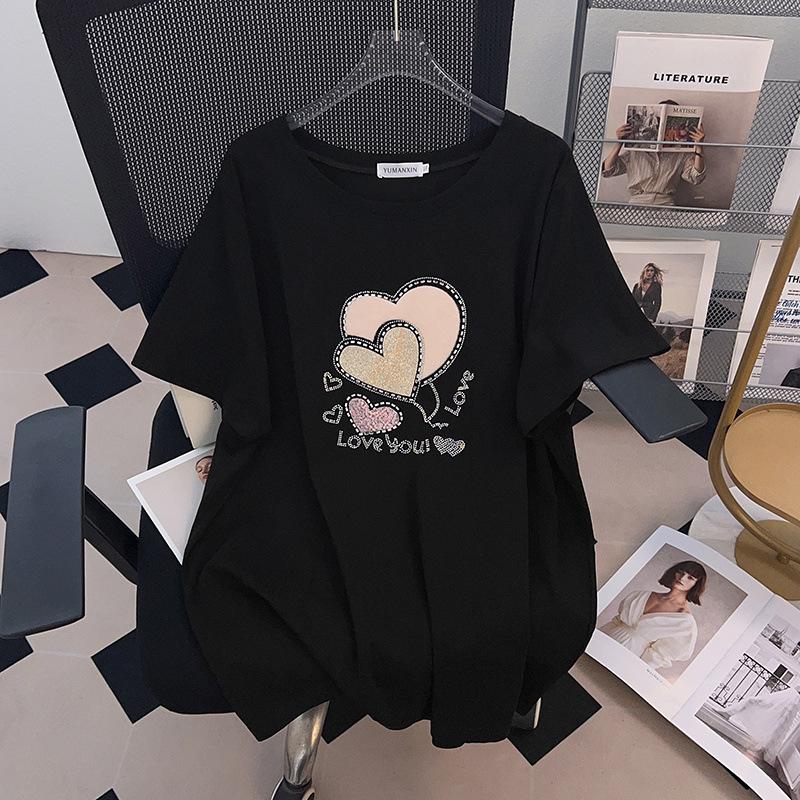 

Plus Size Loose-Fit Mid-Length Round Neck Short-Sleeve T-Shirt for Women (Available in Sizes 200/300/350 Jin) 6XL білий