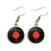 Retro CD Record Drop Earring Disc Classic Music Gramophone Record Glass Cabochon Earrings Gift for Music Loves