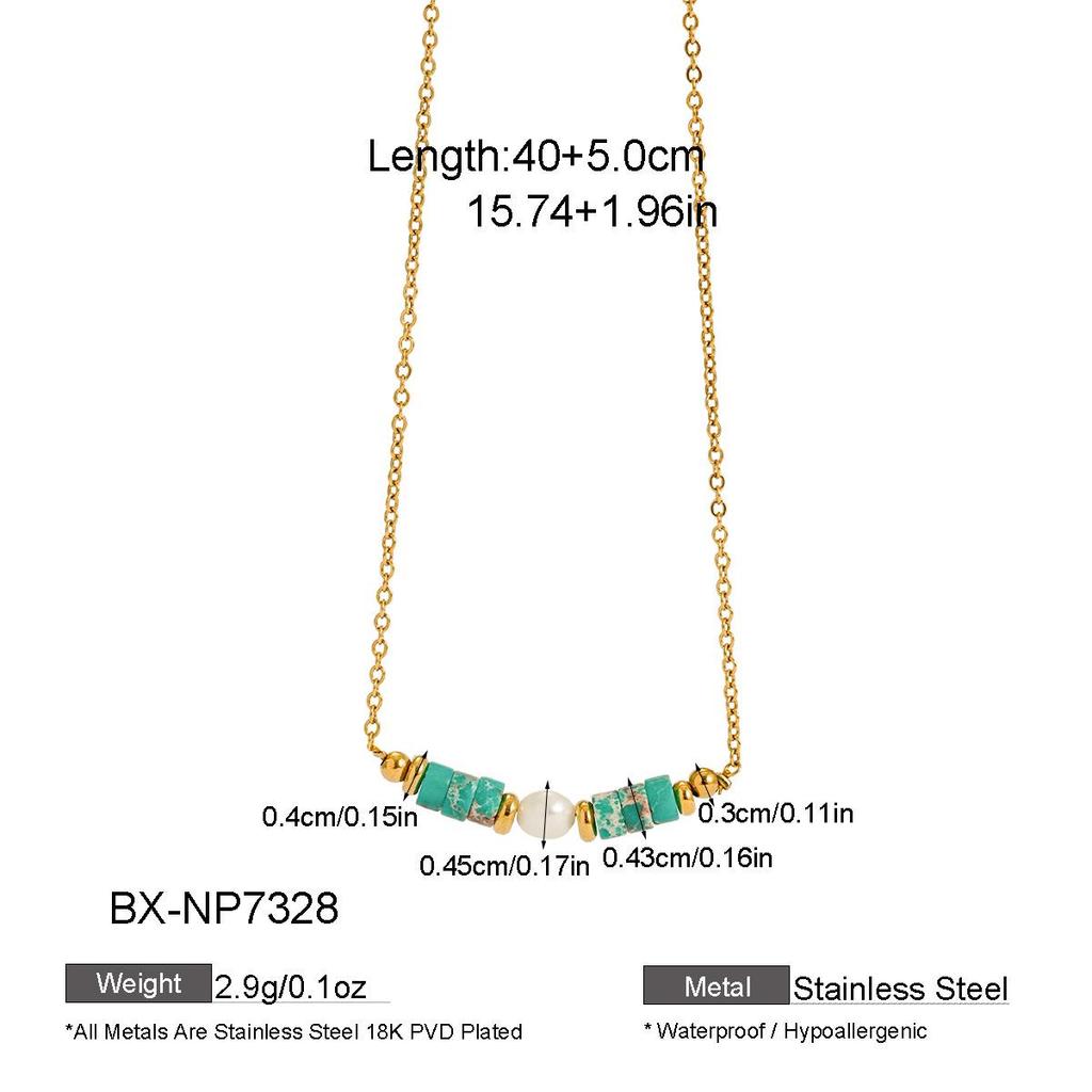New Style Light Luxury Natural Stone Pearl Necklace with Titanium Steel Plated Gold Women's Thin Chain - Vacation Style Temperament.