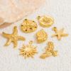 18K Gold Plated Sun Starfish Pendant Stainless Steel Summer Ocean DIY Jewelry Making Accessories