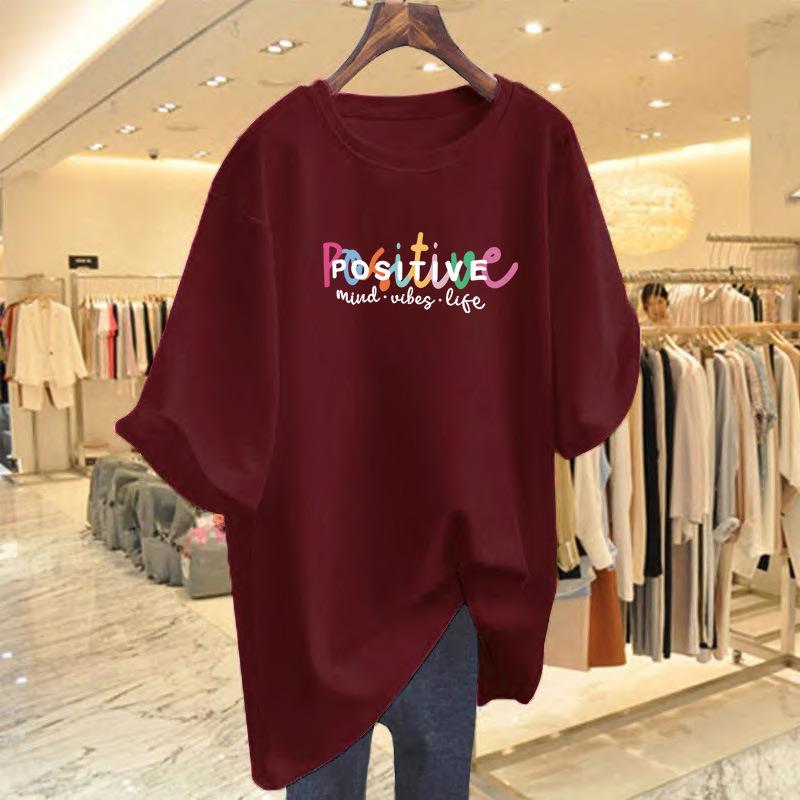 White T-shirt women's short-sleeved 2025 summer dress new cartoon printing crew neck loose large size top ins trendy girl