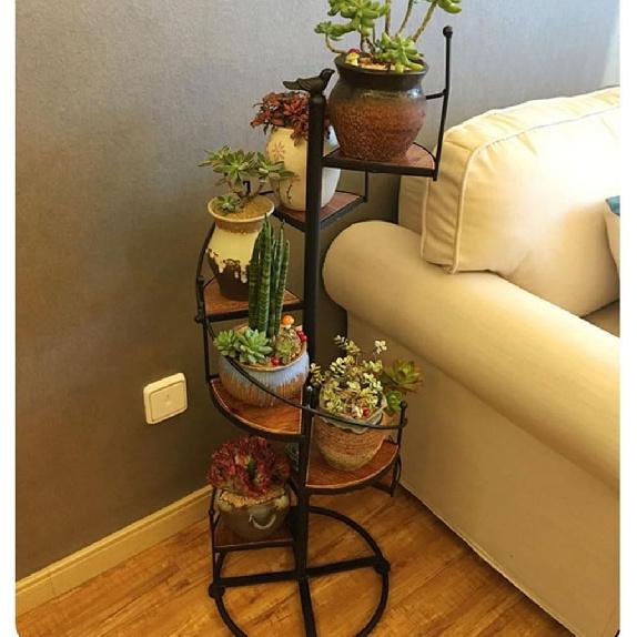 

Декор Лестница Форма Спиральная Подставка для Растений для 8 Цветочных Горшков, Держатель для Цветочных Горшков Органайзер Полка для Растений, Многоярусная Кованая Железная Полка для Растений для