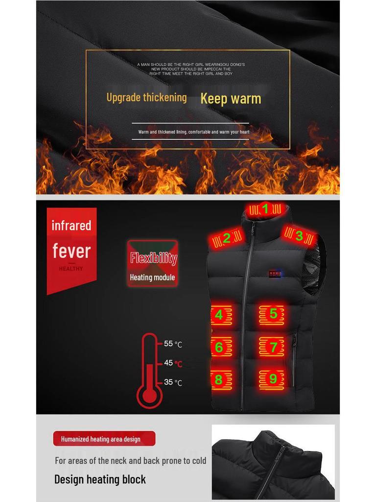 Unisex Smart USB Heated Vest for Motorcycle, Fishing, and More - Cotton-Padded and Ideal for Cold Weather