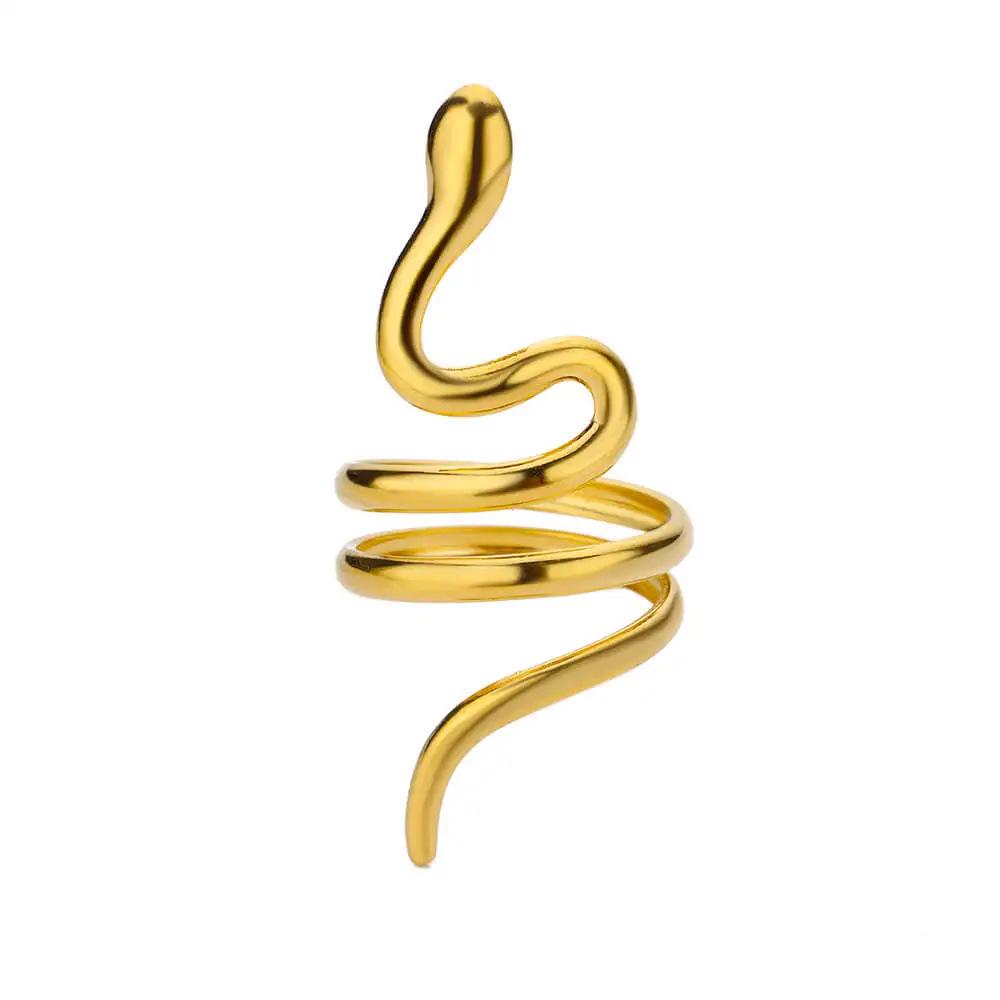 18K Gold Plated Stainless Steel Geometric Open Wide Band Unisex Ring