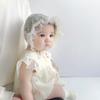 Koreanische Prinzessinnenmütze für Baby Mädchen Mesh Gaze Stickerei Floral Rüsche Neugeborenen Fotografie Requisiten Infanr Hut