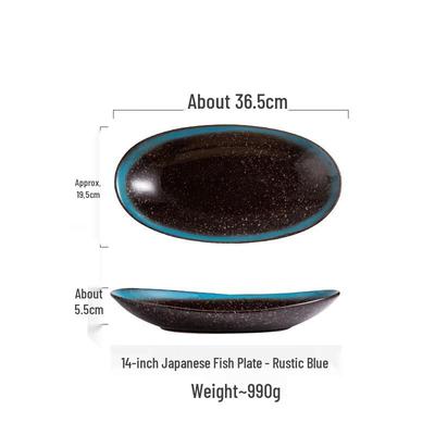 ZISIZ Japanese Style Oval Ceramic Fish Plate