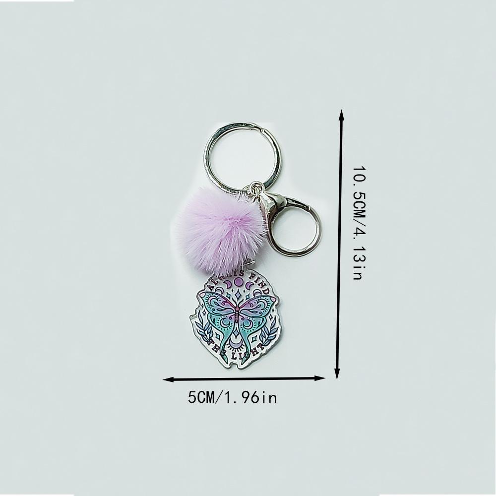 Acrylic Faux Rabbit Fur Halloween Keychain Alien Butterfly Women Key Ring Tarot Card Elk Keychain