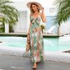 2025 Cross-border Foreign Trade Original European and American Women's Clothing Bohemian Print Suspender Long Dress Beach Vacation Dress