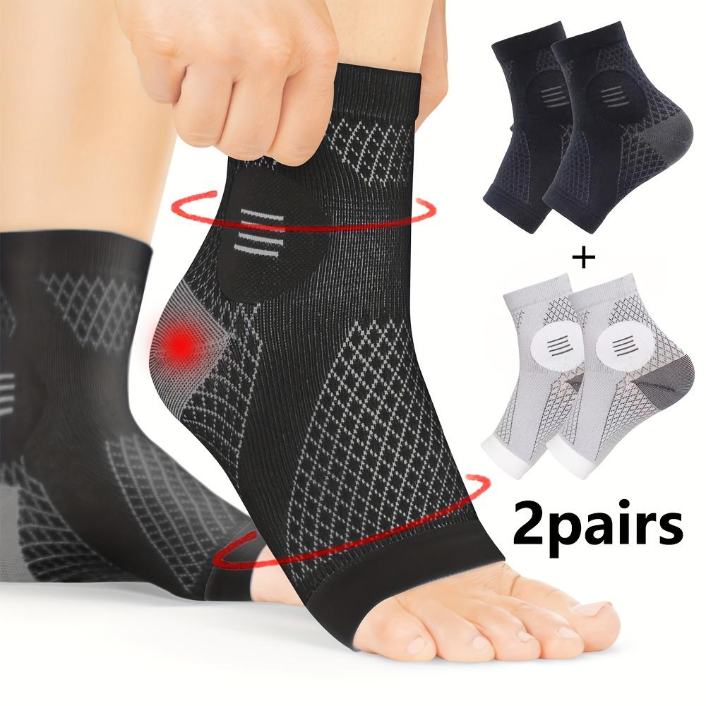 2 Pairs of Arch Support and Stability Ankle Compression Socks, Arch and Ankle Support Pressure Foot Sleeves with Open-toe Design