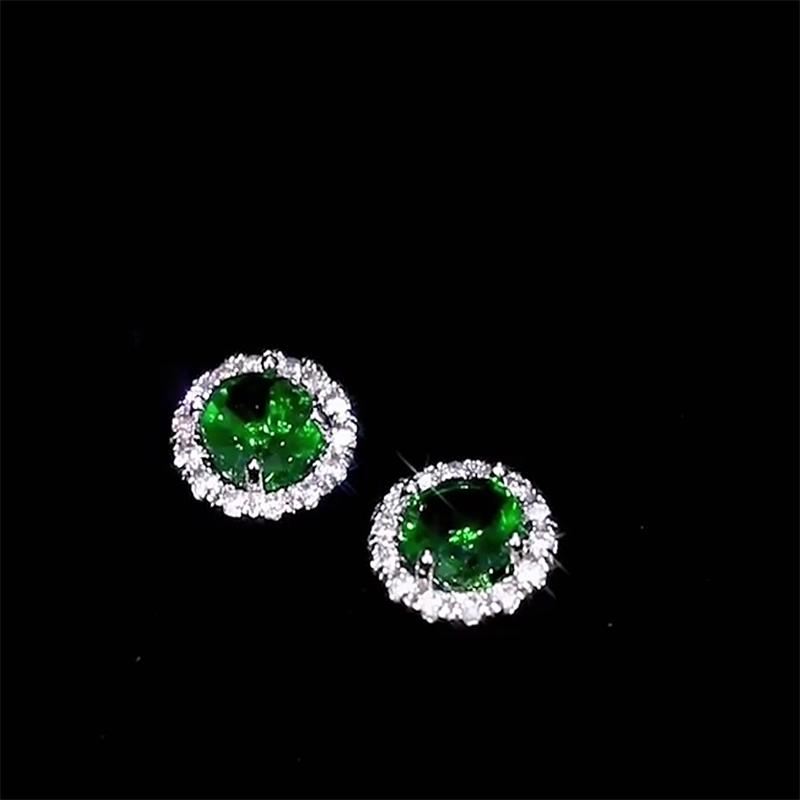 Elegant Green Cz Stud Earrings For Women Trendy Jewelry Accessory For Wedding Engagement Party Ladies