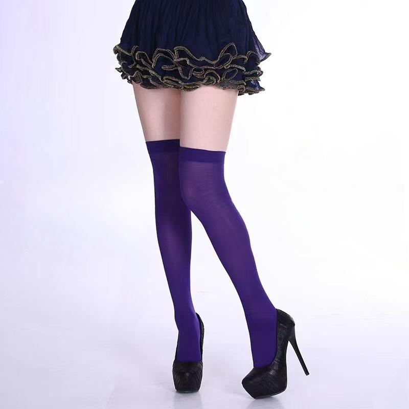 Neon Color Thigh High Stockings Women Sexy Stockings Orange Yellow Evening Party Wear Knee High Socks For Women Girls