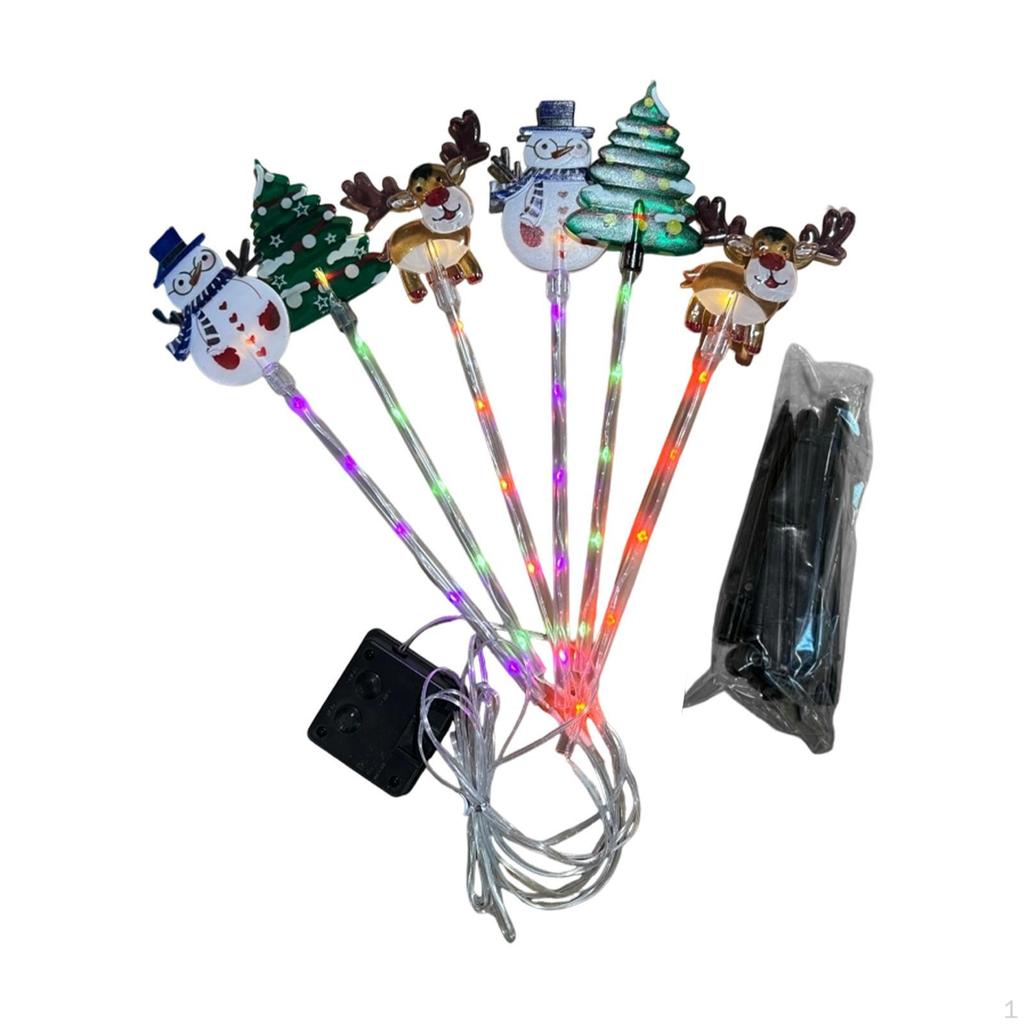 6 Pieces Solar Christmas Pathway Landscape Lights Outdoor Novelty Garden Stake Light Ground Figurine